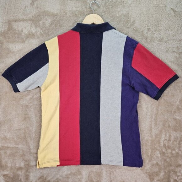Lands End Direct Merchants Polo Shirt Vertical Striped Color Block Mens Size M - Picture 8 of 10